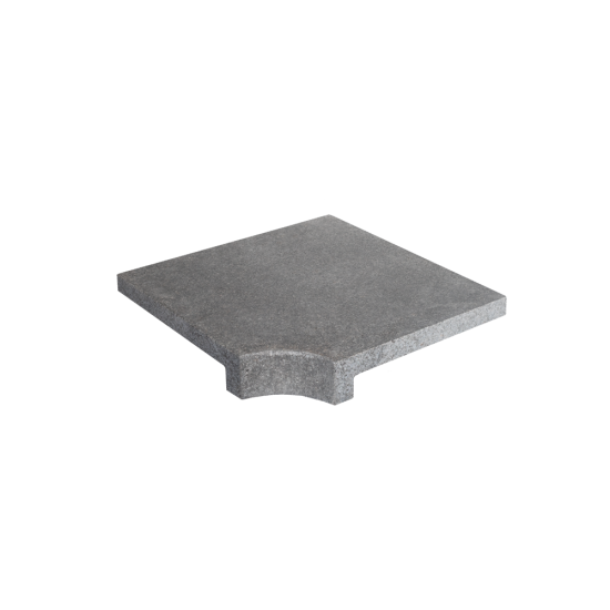 Granite Dropface Internal Corner Coping Paver - Flamed 480 x 480mm Black Granite Dropface Internal Corner Coping Paver - Flamed 480 x 480mm Black
