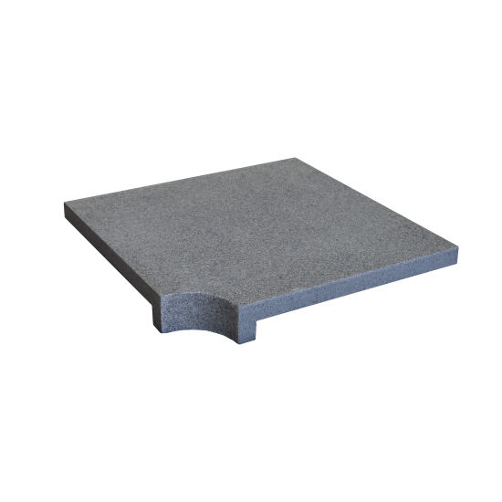 Granite Dropface Internal Corner Coping Paver - Flamed 480 x 480mm Grey Granite Dropface Internal Corner Coping Paver - Flamed 480 x 480mm Grey